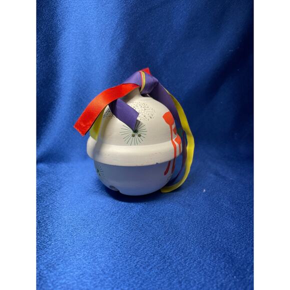 Bisque Ceramic Collectable Japanese Bell and Colorful Ribbon - Picture 2 of 7